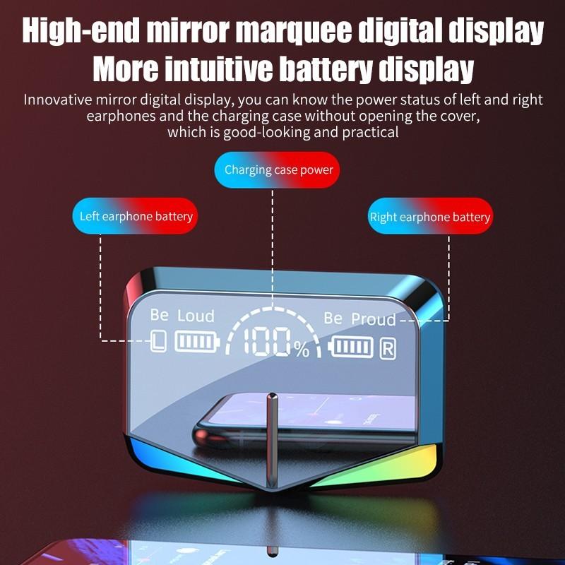 Bluetooth-гарнитура TWS V5.1, зеркальный цифровой дисплей, красочная окружающая подсветка, стереогарнитура с низкой задержкой, игровая Bluetooth-гарнитура для киберспорта