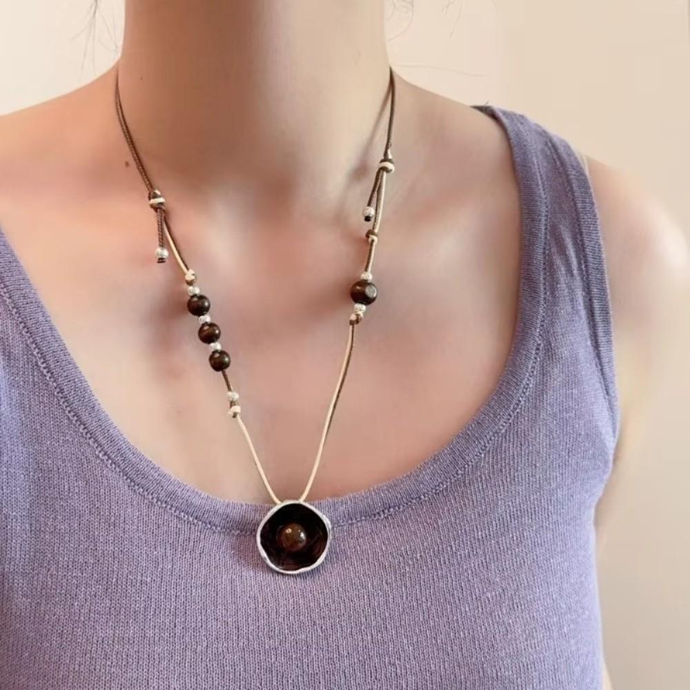 Imitation Pearl Beads Sweater Chain French Irregular Round Double Layered Rope Chain Women