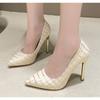 New Style Women's Patent Leather High Heels Pointed Tip Shallow Mouth One Kick Sexy Pumps Women Shoes Zapatos Mujer