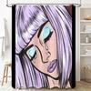 Pop Art Portrait Shower Curtain Anime Girl Decor Japanese Kawaii Aesthetic Room Divider Waterproof Bathroom Curtains Home Decor