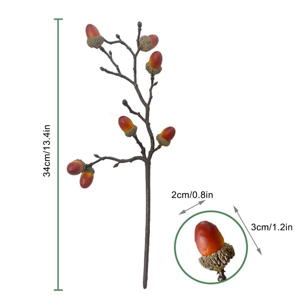 4pcs Plastic Fake Acorn Decor 13.4in Length Simulation Acorn Flower Table Scene Decor