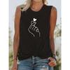 Женская футболка без рукавов с круглым вырезом, удобная, дышащая, повседневная, свободного размера, принт в виде руки, сердца, жеста, лето
