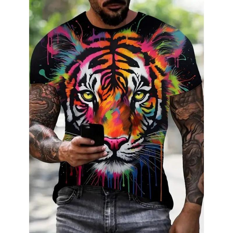 New Casual and Versatile High-quality Men's 3D Fun and Personalized Printed Animal Short Sleeved T-shirt
