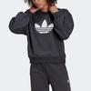 adidas Спортивная толстовка с круглым вырезом и логотипом Trefoil Originals для женщин, цвет Угольно-черный HU1605