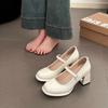 Простые туфли Мэри Джейн на небольшой платформе женские весенние новые ретро простые модные с юбкой на толстом каблуке одинарные туфли маленькие кожаные туфли