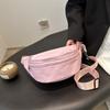 Large-Capacity Casual Japanese Solid Color Trendy Personalized Student Bag Lightweight Shoulder Sports Chest Bag Women'S Fanny Pack