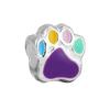 2pcs Colorful Paw Flower Butterfly Beads Rainbow Fit Original Brand Charms Silver Color Bracelets Necklaces Women Diy Jewelry