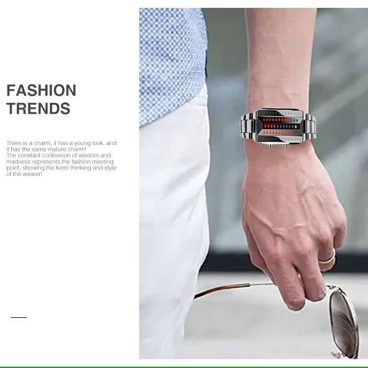 Светодиодные модные наручные часы Унисекс Мужские Женские Подарок Цифровой дисплей Лава Браслет из нержавеющей стали Армейские Спортивные Винтажные Ретро Повседневные