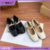 Autumn New Platform Single Shoes Women's Comfortable Soft-soled Mary Jane Shoes Women's Cross Strap Square Head Thick Heel Shoes Women's Korean Versio