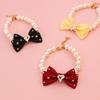 Faux Pearl Pet Collar Necklace with Bow for Dogs Cats Fancy Cat Wedding Collar Jewelry for Girl Cats Dogs Accessories
