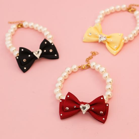 Ошейник для питомца из искусственного жемчуга с бантом для собак и кошек, модный свадебный ошейник для кошек, украшения для девочек, кошек и собак, аксессуары