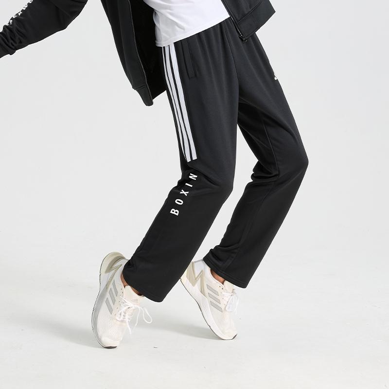 adidas Бокс Логотип Боковая полоса Эластичные Ретро Прямые вязаные спортивные штаны Унисекс Штаны Черные TR30PR1BX-BW