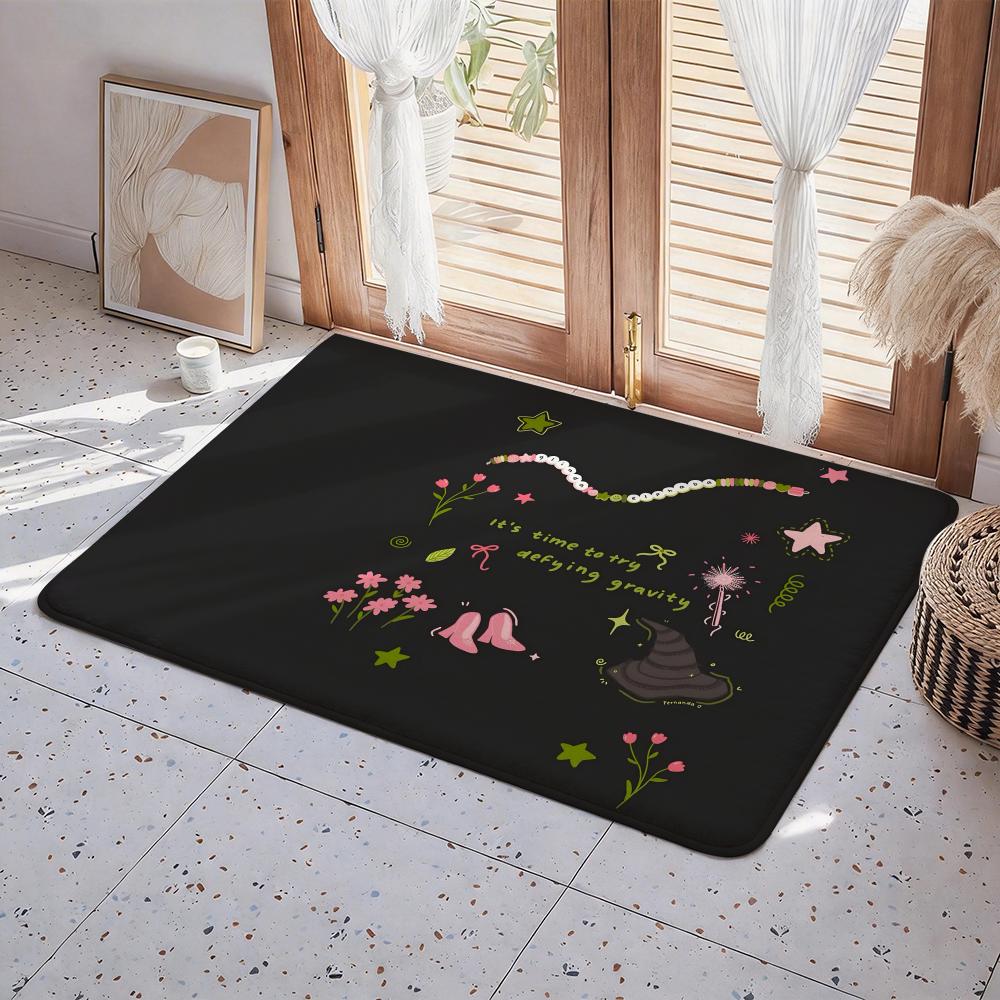 Movie W Wicked Floor Mat Eco Flannel Doormat Non Slip Odorless Indoor Floor Rug Soft Short Plush Home Mat
