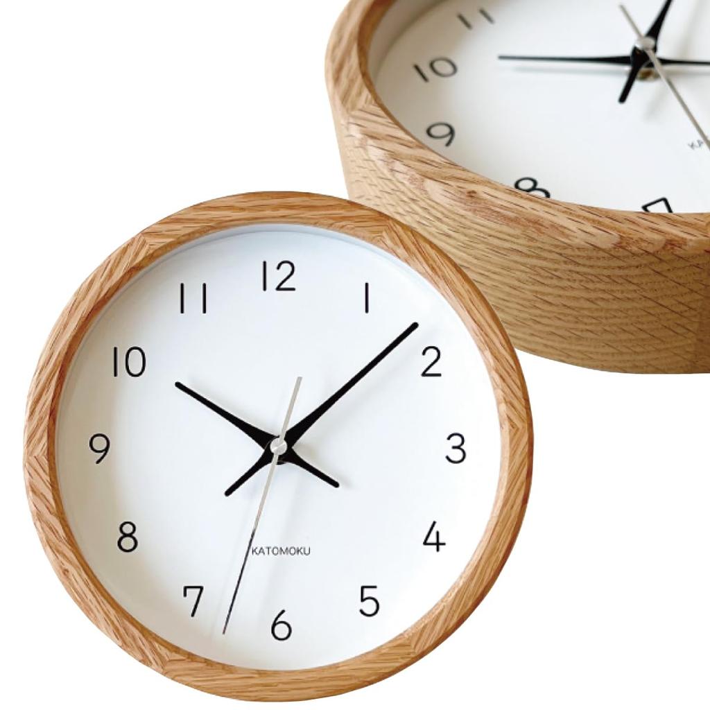 KATOMOKU Muku Clock 13 Oak Wall Clock Continuous Second Hand km-130OARC 220mm (Radio Clock)