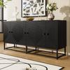 Modern Black Cabinet with 3 Double Doors, Large Storage Space and Matte Surface – Stylish Sideboard for Living Room, Dining Room & Office
