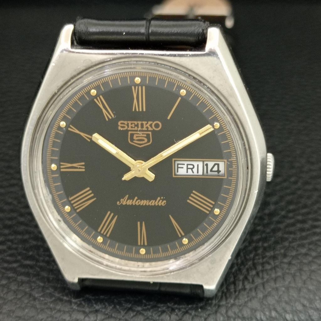 ВИНТАЖНЫЕ АВТОМАТИЧЕСКИЕ ЧАСЫ SEIKO 5 6309A ЯПОНИЯ МУЖСКИЕ ЧЕРНЫЙ ЦВЕТ ЦИФЕРБЛАТ a708327-1