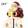 Waterproof Holiday Garden Lights Solar Santa Claus Christmas Light, LED Holding Gift Box Yard Stake Festive Lawn Ornament for with Cascading