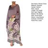 Fall Spring Women Dress Oversized Floral Printing Color Matching Robe Type Long Bat Sleeves Round Neck Irregular Hem Pullover Party Dating Maxi Dress