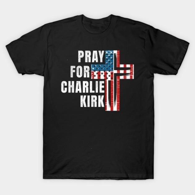 Футболка Pray For Charlie Kirk, Графическая футболка в знак памяти, Христианский крест США F, Унисекс футболка