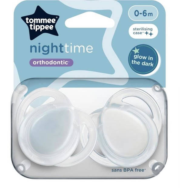 TOMMEE TIPPEE TTP43338095 NIGHT TIME soothers 0-6m mix 2 pack