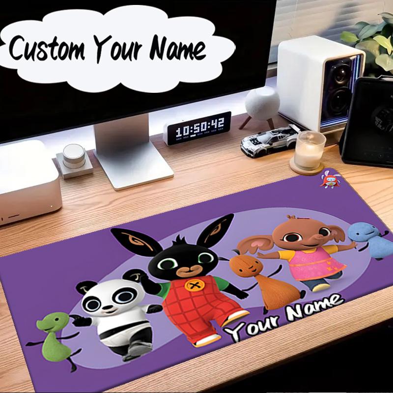 Custom Name Mouse pad rabbit Bing Friends Garden Party Mouse Pad Desk Mat, Non-Slip Rubber Backer Pad For Computer Notebook Gaming Mouse Pad Gift