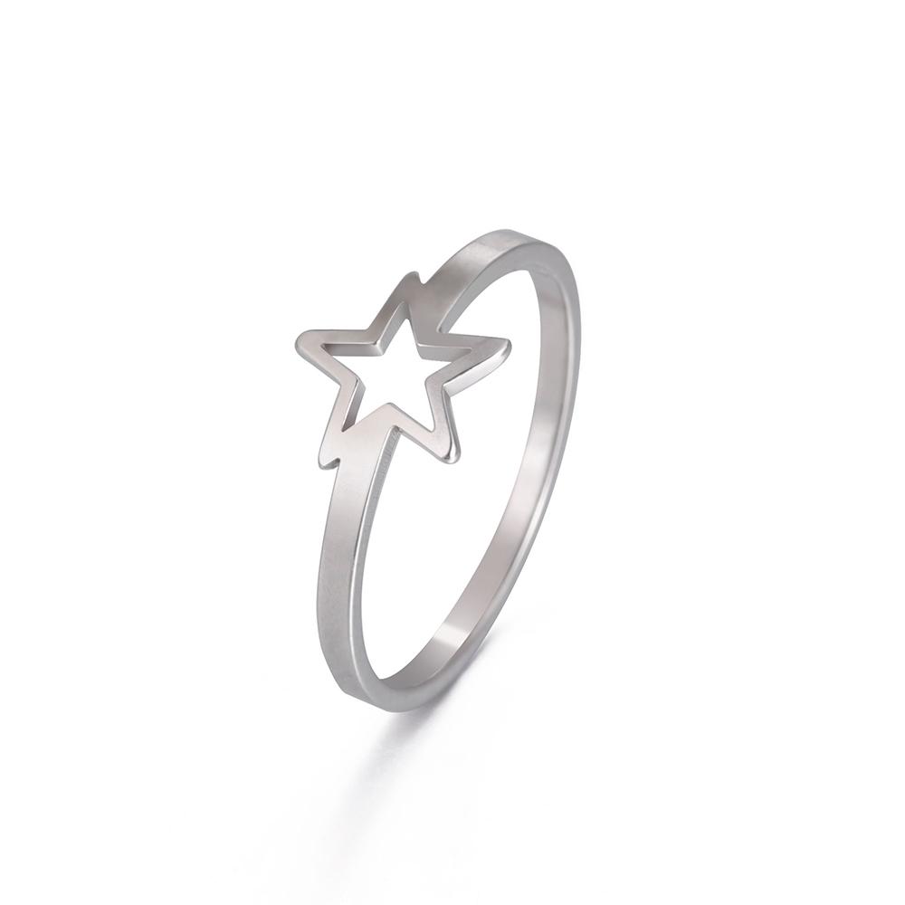 Stainless Steel Star Rings for Women Aesthetic Party Jewelry Gift for Friend
