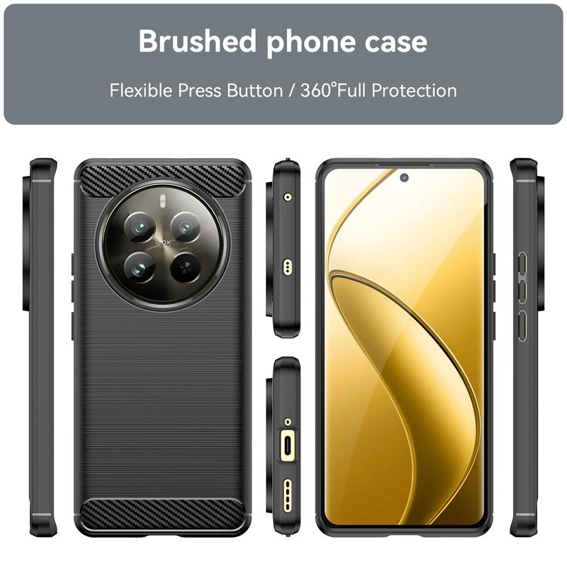 For Realme 12 Pro Plus Case Cover OPPO Realme 12 Pro Plus Capas Carbon Fiber Back Shockproof TPU Silicone Fundas Realme 12 Pro +