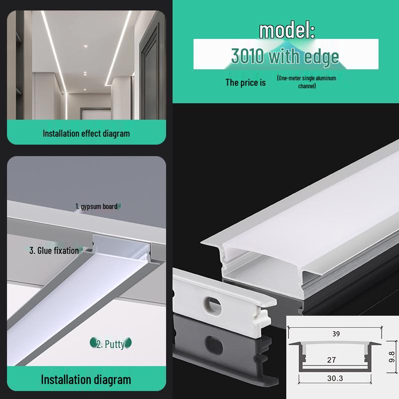 Seamless Linear Recessed LED Light Channel - Aluminum Strip Slot Design