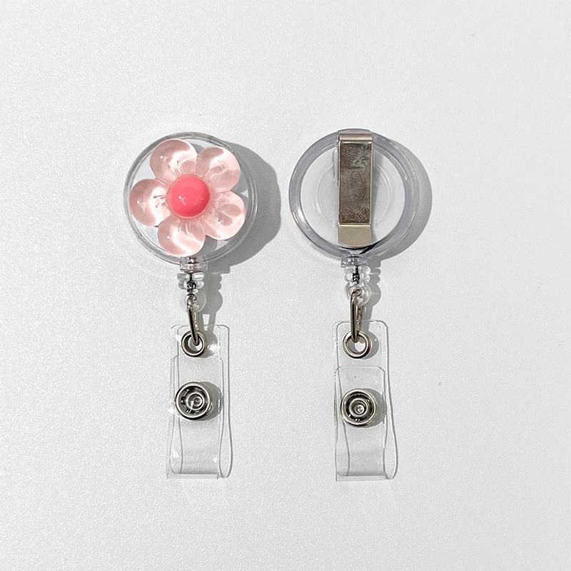 Милый прозрачный цветочный бейдж-ролик для женщин, выдвижной, с зажимом для ID-карты работника, держатель для бейджа с ID-картой врача, медсестры
