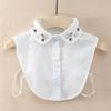 Women's Chiffon Beaded Faux Collar  New Round Neck White Rhinestone Neckline Accessory