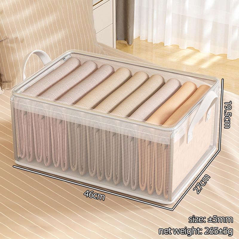 Grand panier de rangement avec cadre en métal, boîte pliable pour vêtements transparents, empilable pour jouets