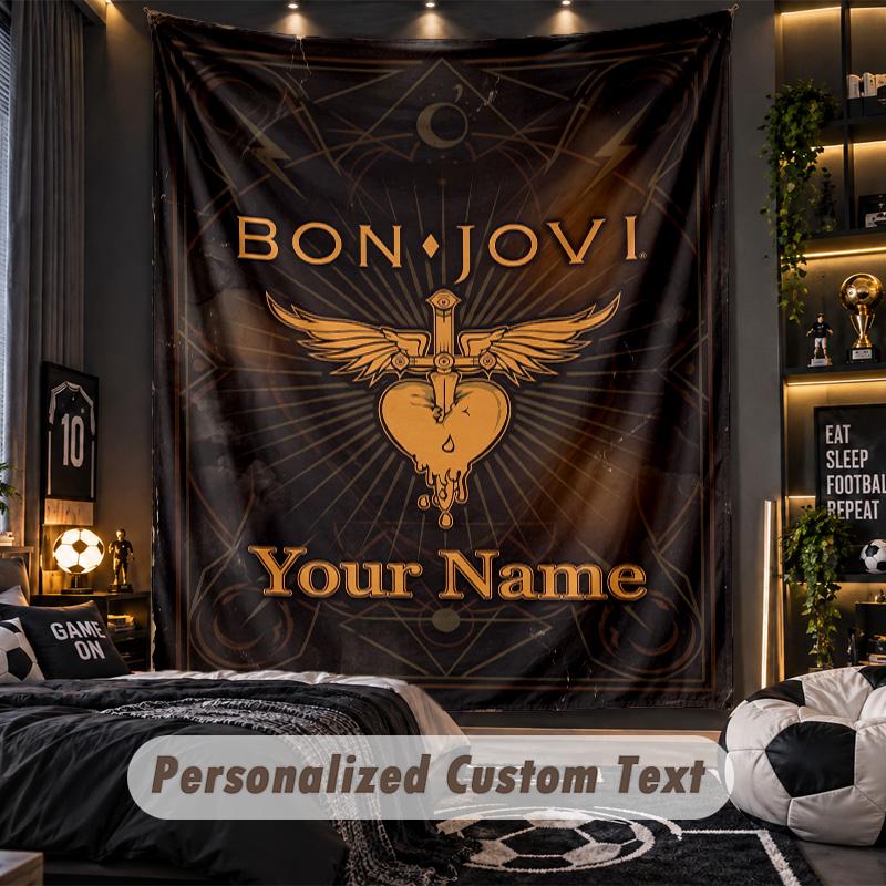TapestryBon Jovi Custom Name Text Personalized Wall Hanging Tapestry Home Wall Decor