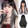 XINRAN Long Straight Wine Red Wig With Bang Synthetic Wigs for Women Heat Resistant Natural Hair for Daily Halloween Cosplay Party