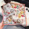 Floral Print Square Silk Scarf Luxury Neckerchief Scarf Hair Band Bandana Scarf  Women