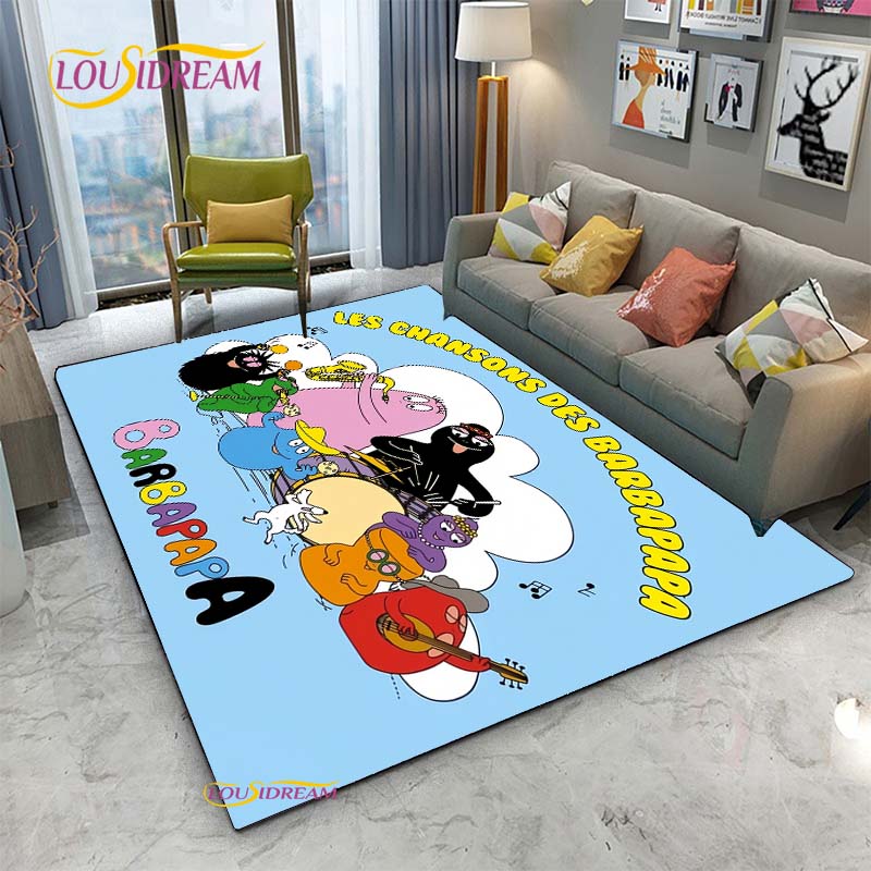 Barbapapa Cartoon Anime Carpet for Living Room Sofa Coffee Table Bedroom Rug Kitchen Kids Door unslip floor Mat Birthday gift