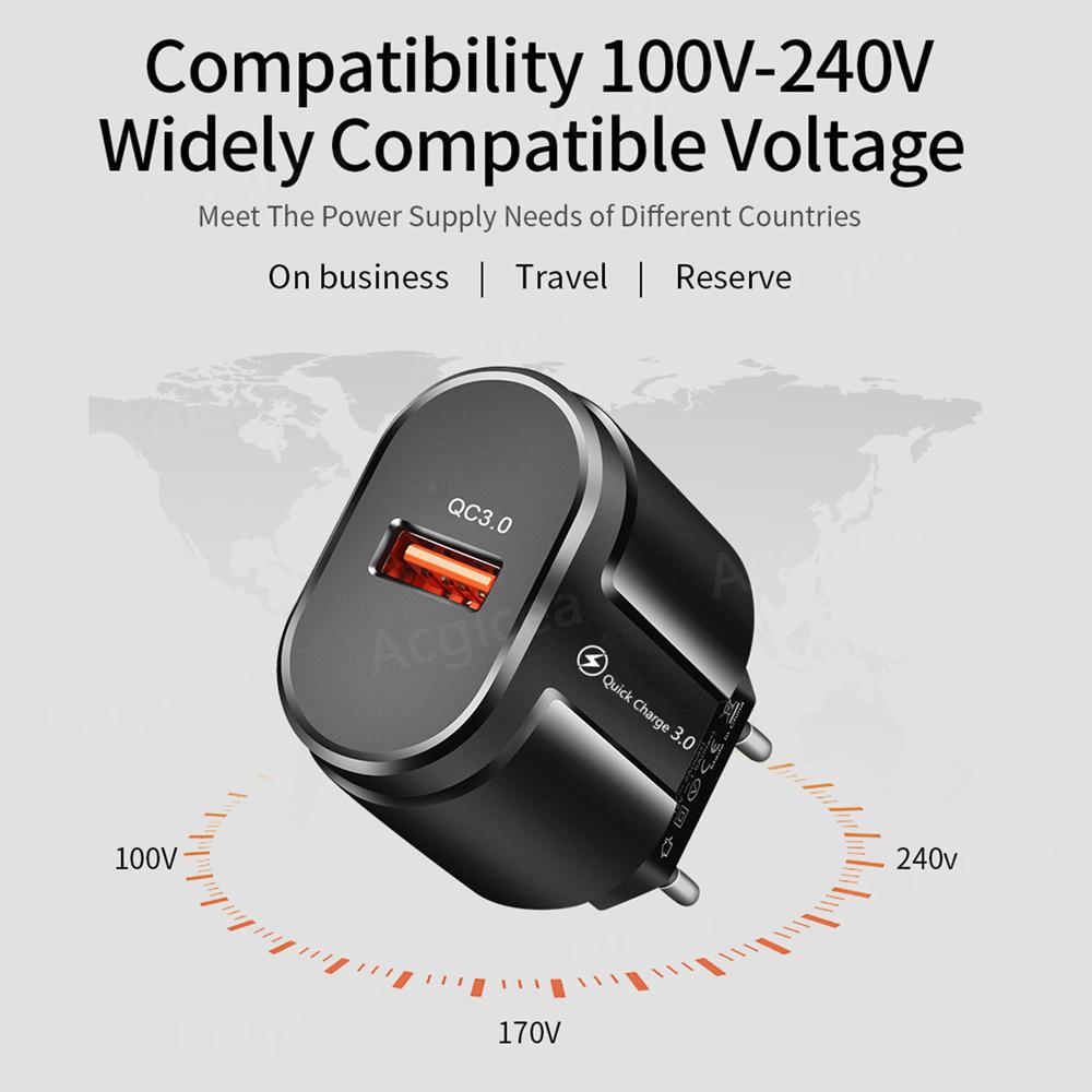 Быстрая USB зарядка 18 Вт Quick Charge Адаптер питания для мобильного телефона для iPhone Samsung Xiaomi Портативный EU/US вилка Зарядное устройство для быстрой зарядки