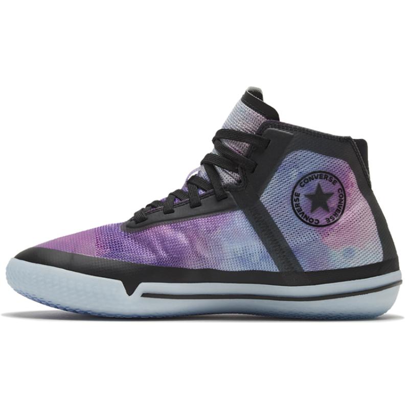 Converse All Star Pro BB Comfortable and Versatile Mid-Top Basketball Shoes Unisex Black and Purple