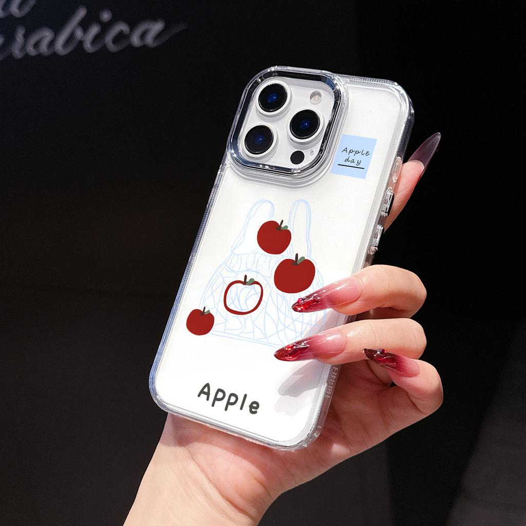 Clear Red Apple Phone Case for iPhone 17 Air 16E 16 15 Pro Max 14 Plus 13 12 Mini X Xs 8 7 Soft TPU Cover Coques Accessory