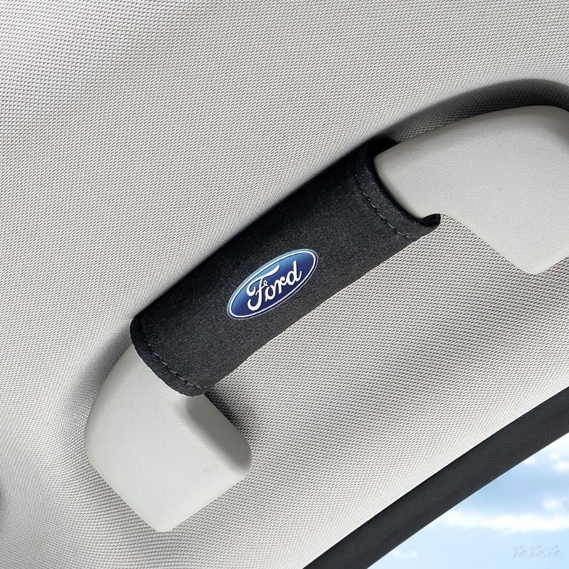 Leather Suede Car Roof Grab Handle Cover For Ford Mustang Bronco Fiesta Focus Mondeo Kuga Ecosport Explorer F150 Ranger Sticker