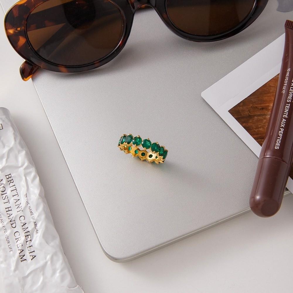 Purple Zircon Ring Rose Red Stackable Ring Fashion Stainless Steel Ring  Simple Design