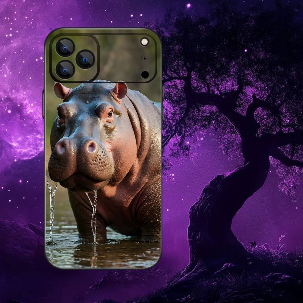 Милый бегемот Чехол для телефона iPhone 17,16,15,14,13,12,11,Pro,Max,Plus,E,Air,Mini Защитный чехол из ТПУ