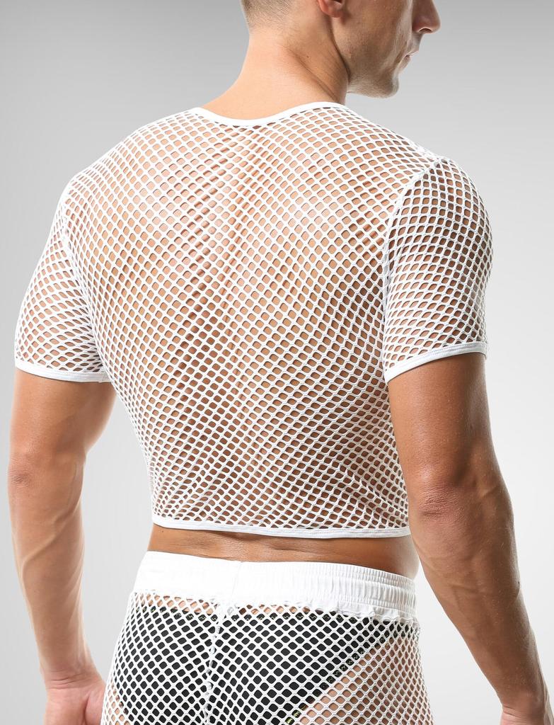 Maeau Sheer Mesh Tank Perfect for Gym and and Perfect for Training and White Men's Top, See-Through T-Shirt, Bodybuilding, Workouts, Loungewear,