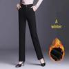 Women's Fleece-Lined Straight-Leg Wool Pants for Autumn/Winter 2025 – Casual, Warm, and Stylish for Work