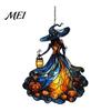 Handcrafted Witch Style Suncatcher Acrylic Suncatcher, Stained Glass Effect Window Car Hanging Ornament, Gothic Scary for Windows with Pumpkin Lantern