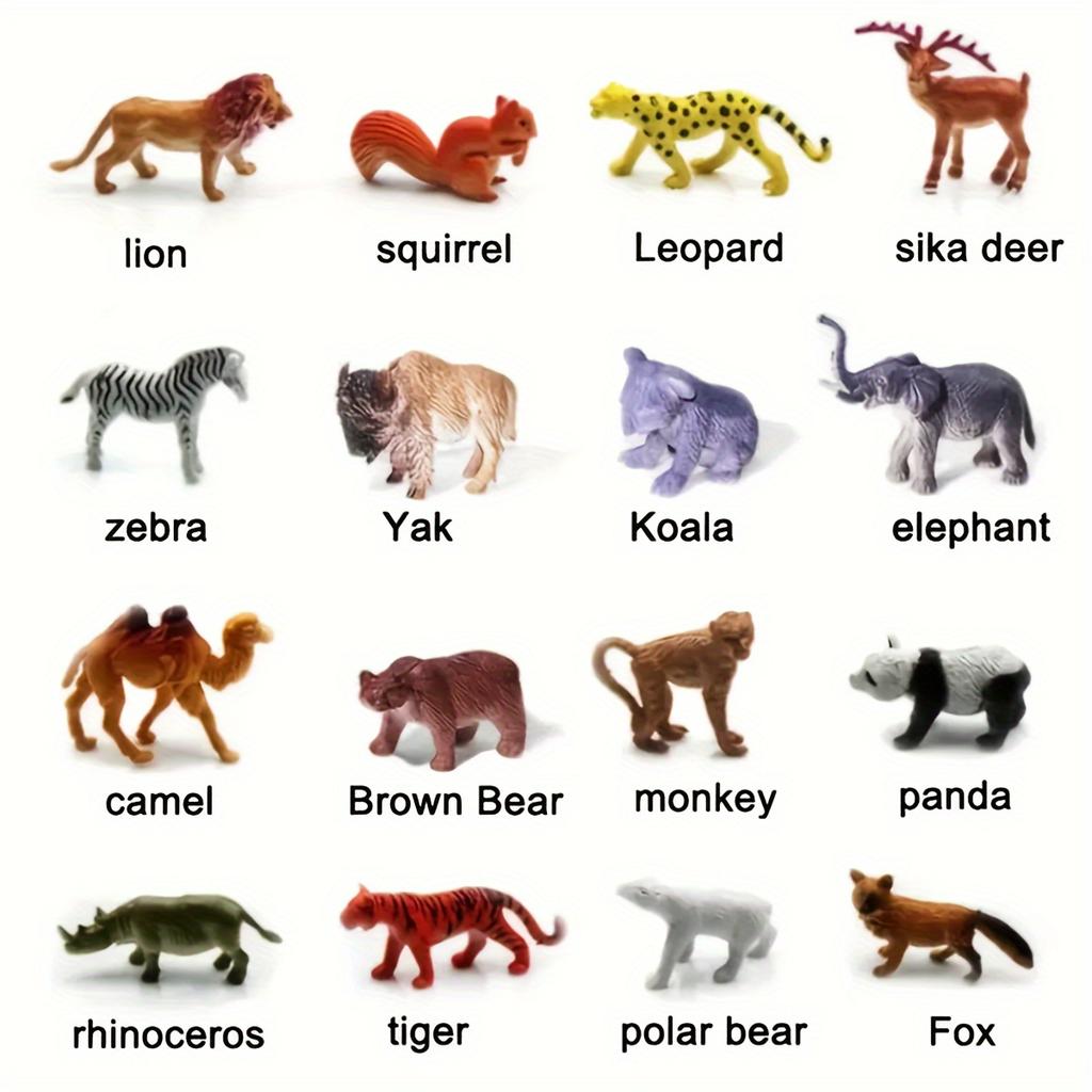 Набор из 53 мини-фигурок животных джунглей - развивающая игрушка-головоломка с забором и деревом для дня рождения, Рождества и вечеринок для детей