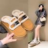 Thick-soled Velvet Bag Head Half Slippers Women's Outer Wear 2025 New Winter One-pedal Fluffy Slippers Snow Boots Cotton Shoes