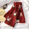 Winter Chic Antler Scarf Japanese Deer Red and Green Double Layer Elk Thickened Woolen Scarf Female Student Shawl