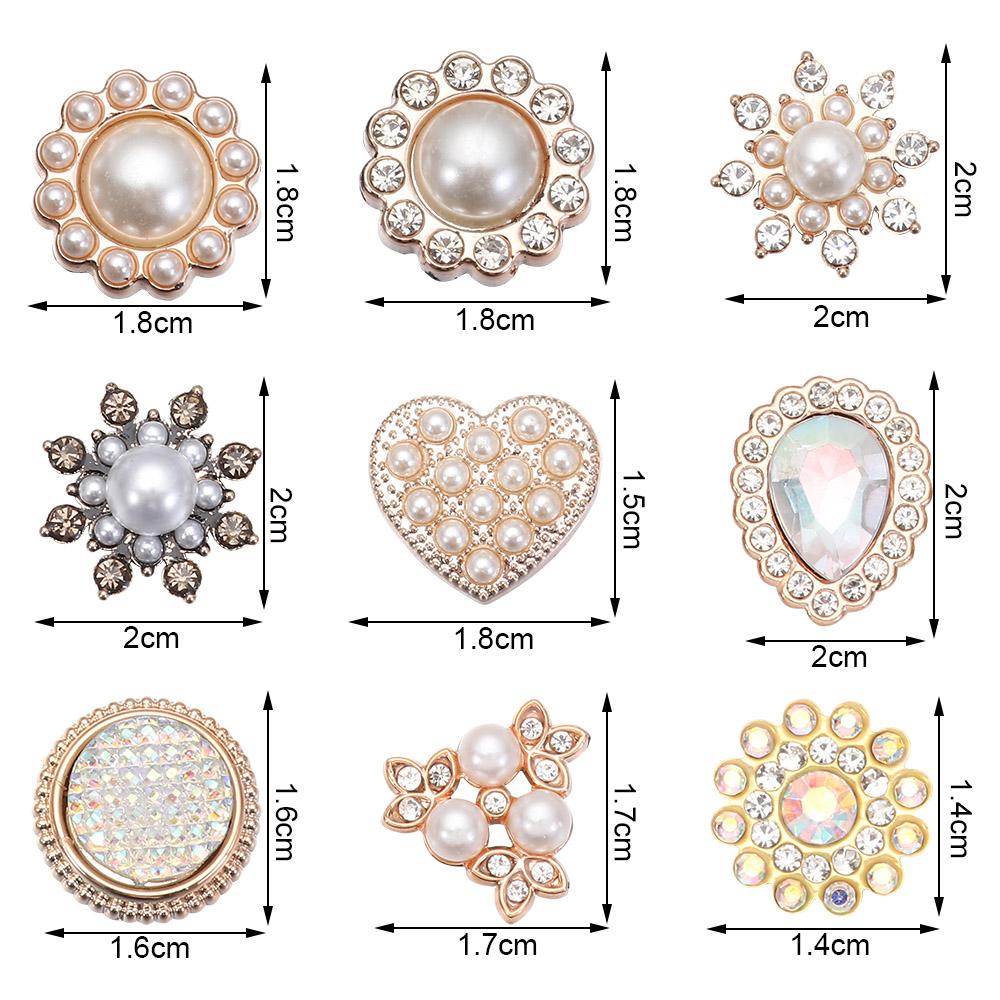 10PCS Pearl Flower Rhinestone Buttons Sparkling Crystal Headwear Accessories Hairpins Decoration Clothes Sewing Tools