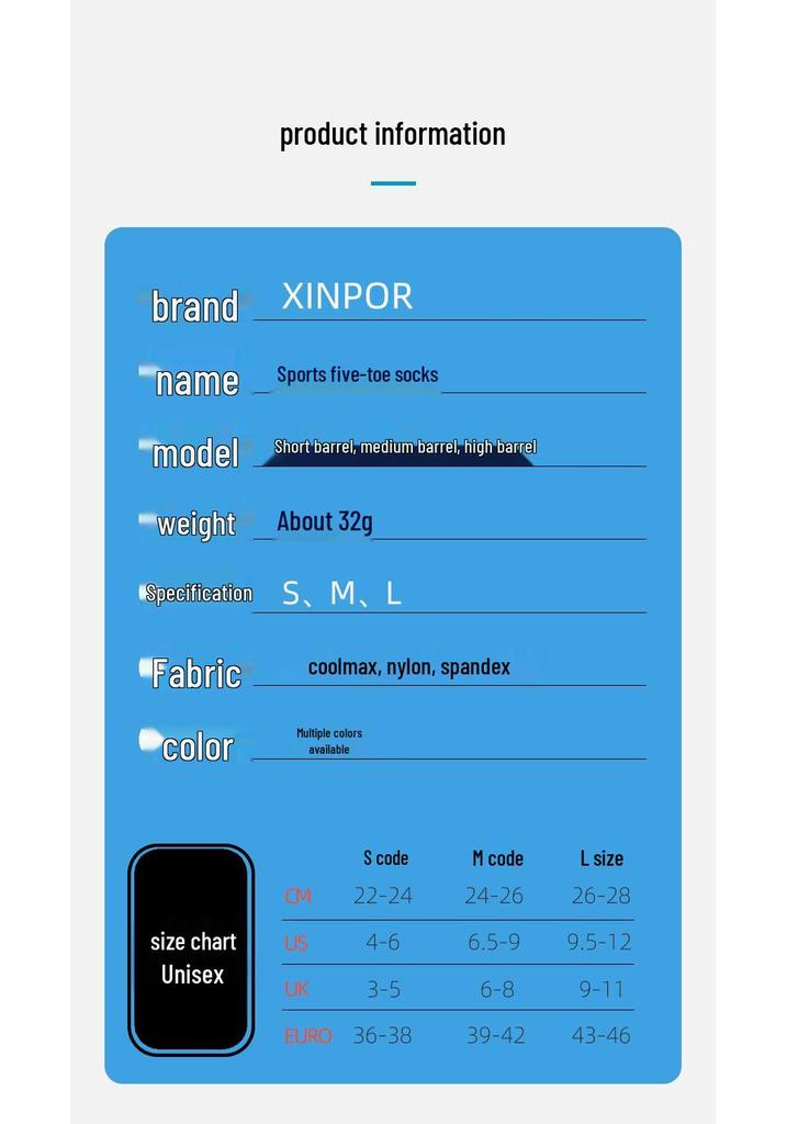 Носки XINPOR с пятью пальцами, высокие, для трейлраннинга и альпинизма: Водонепроницаемые, быстросохнущие, дышащие и устойчивые к образованию мозолей с технологией Coolmax.