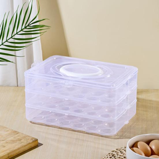Ящик для хранения яиц, прозрачный, 24 сетки, большая вместимость, пылезащитный, с крышкой и ручкой, штабелируемый кухонный холодильник, лоток для яиц, контейнер для хранения яиц, держатель для яиц